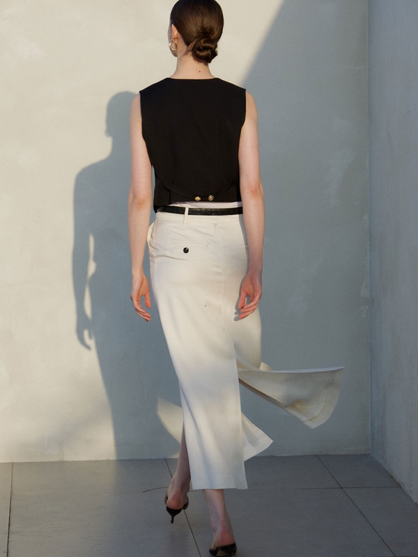 long slit skirt - Ivory