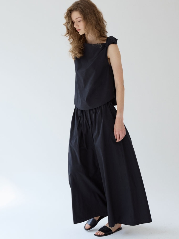 flared wide pants _ black