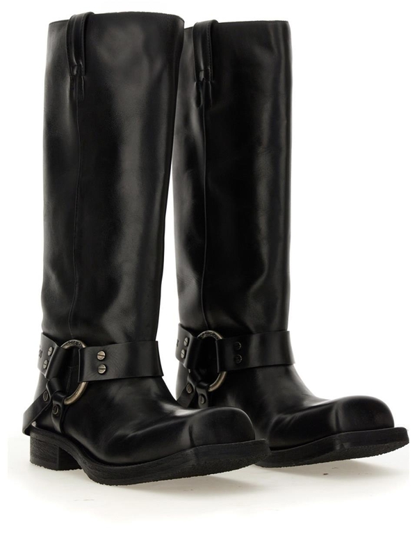 아크네 스튜디오 FW24 LEATHER BOOT AD0683_900 BLACK