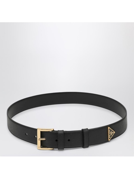 프라다 SS25 Prada Black leather belt with logo 1CC545053 Black