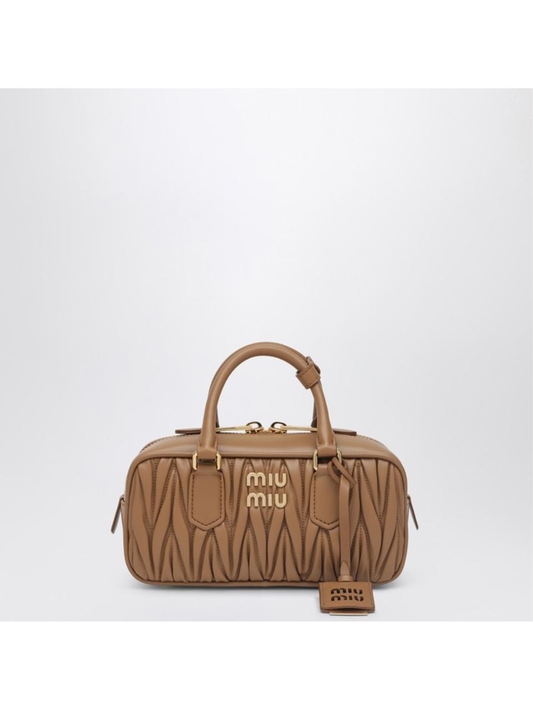 미우미우 SS25 Miu Miu Arcadie bag in caramel-coloured matelasse nappa leather 5BB142OONAN88 Orange