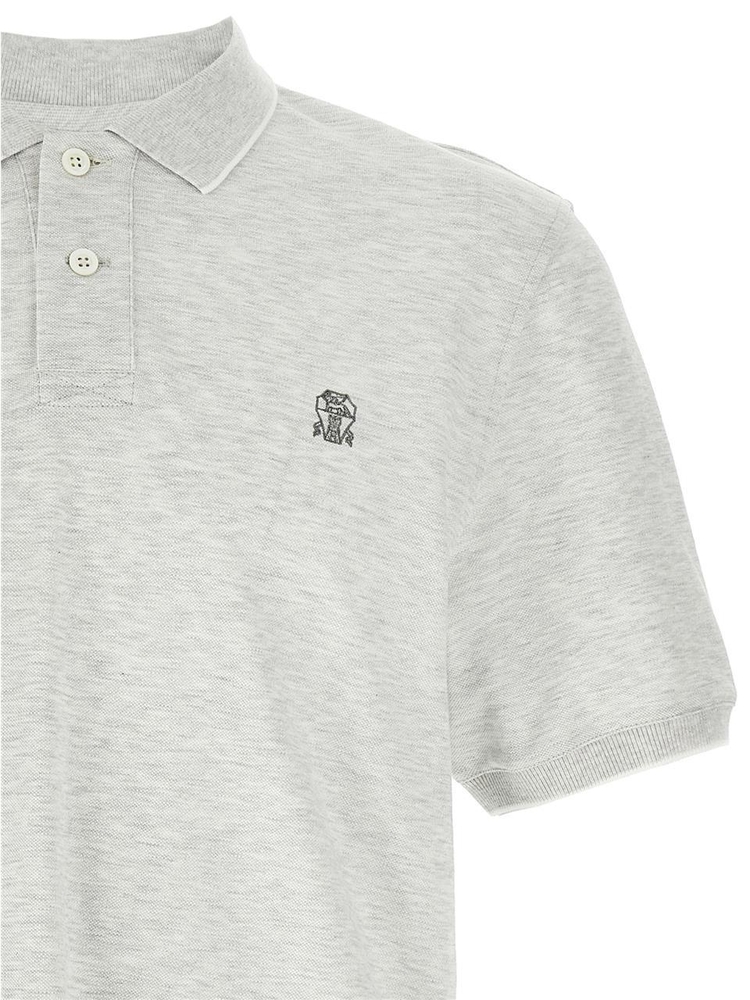 브루넬로쿠치넬리 SS25 Logo pique polo shirt ME8549779GCY887 Gray