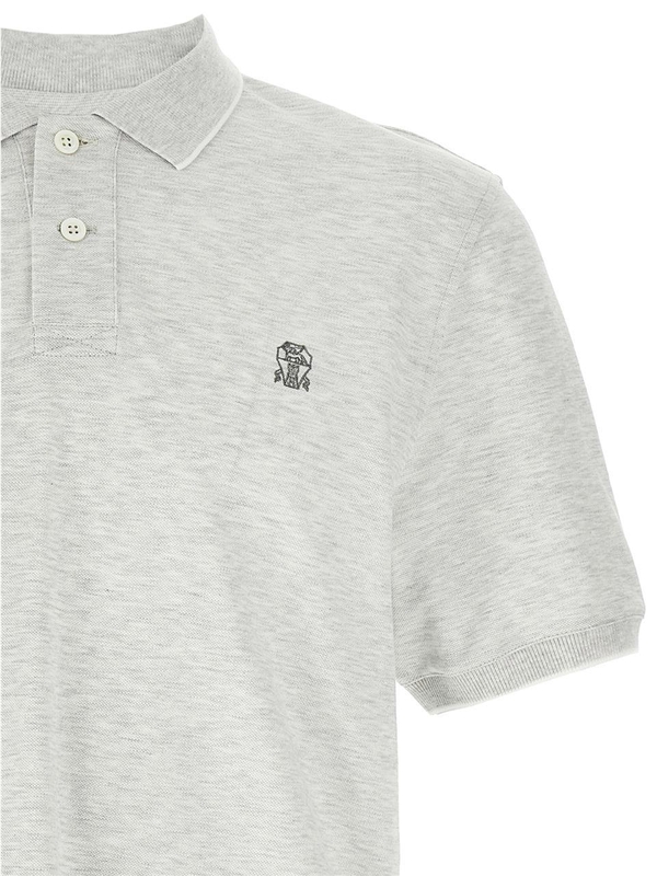 브루넬로쿠치넬리 SS25 Logo pique polo shirt ME8549779GCY887 Gray