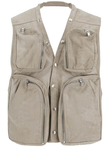 릭오웬스 SS25 nappa leather cargo vest for RU02D6767 LBA PEARL