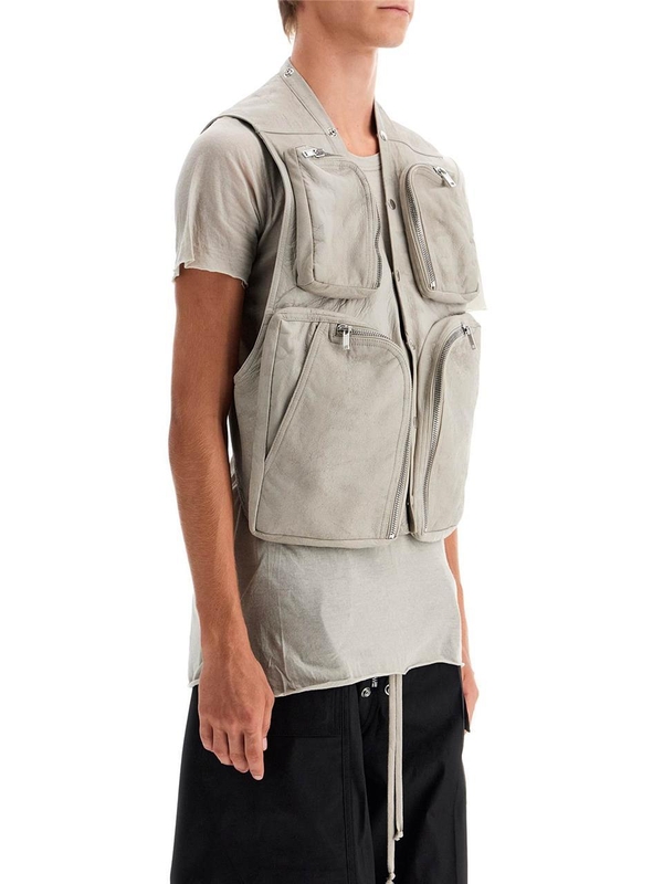 릭오웬스 SS25 nappa leather cargo vest for RU02D6767 LBA PEARL