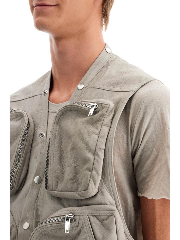 릭오웬스 SS25 nappa leather cargo vest for RU02D6767 LBA PEARL