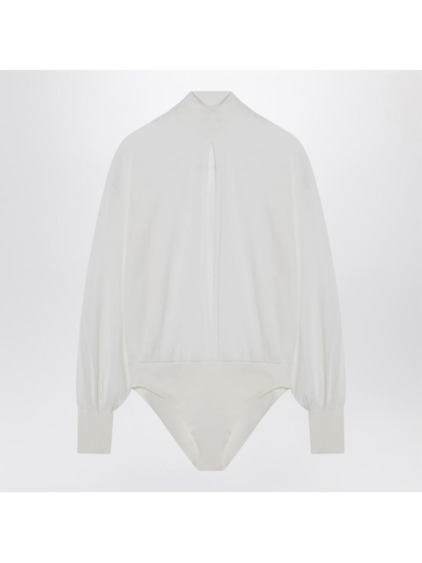 알라이아 SS25 Alaia White cut-out turtleneck bodysuit AA9B0340M922AWO White