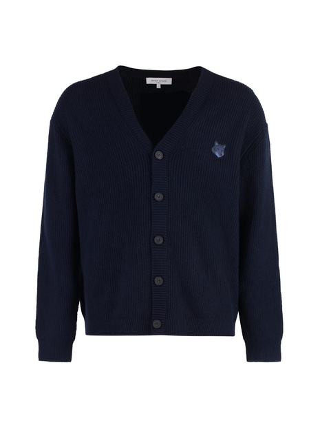 메종키츠네 FW24 Wool-blend cardigan NM00501KT1093_P476 blue