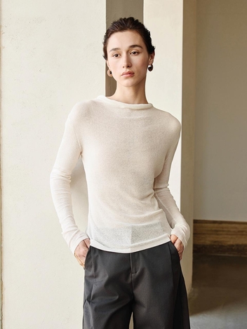 YY_Half neck slim fit knit top_2 color