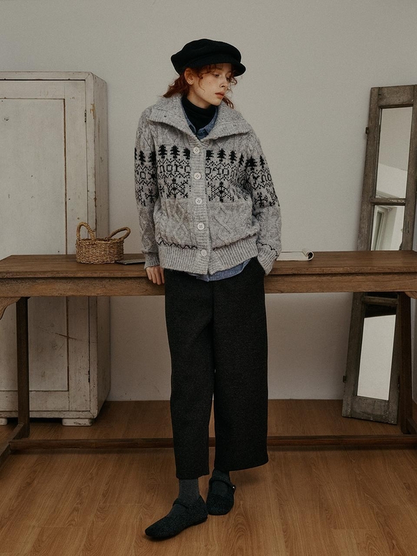 PM_Pine graphic knit cardigan_GRAY