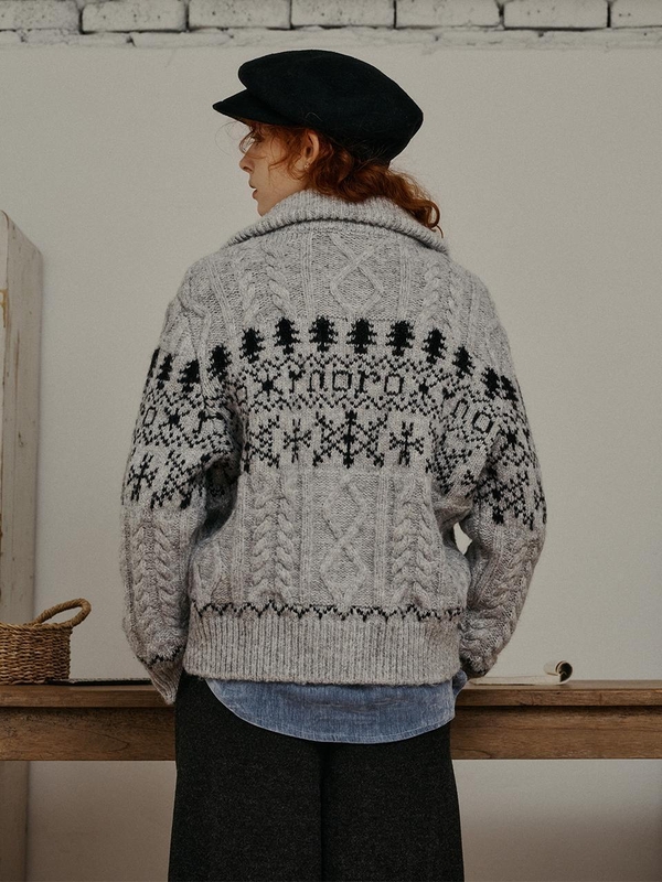 PM_Pine graphic knit cardigan_GRAY