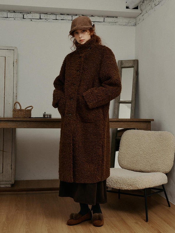 PM_Long fleece coat_BROWN