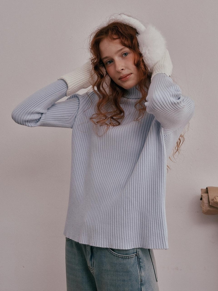 DD_Base turtleneck knit top_SKY BLUE