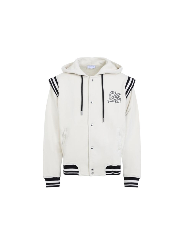 오프 화이트 SS25 Off White Off Fleece Varsity Hoodie OMEK003S25JER001 White