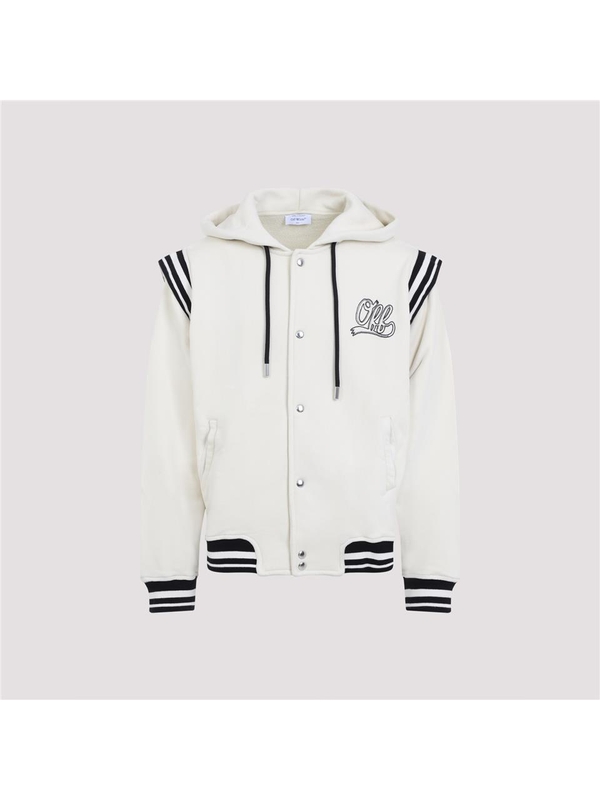 오프 화이트 SS25 Off White Off Fleece Varsity Hoodie OMEK003S25JER001 White