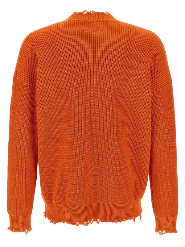 MM6 메종 마르지엘라 SS25 Destroyed sweater SH0HN0001M13089186 Orange