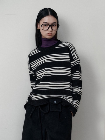 BA_Base striped knit_BLACK