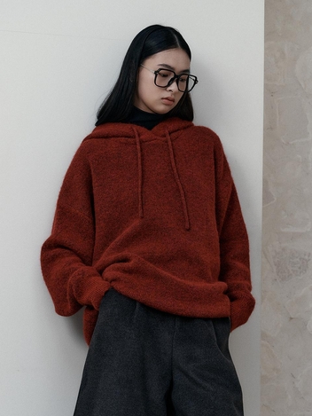 BA_Hoodie knit sweater_RED