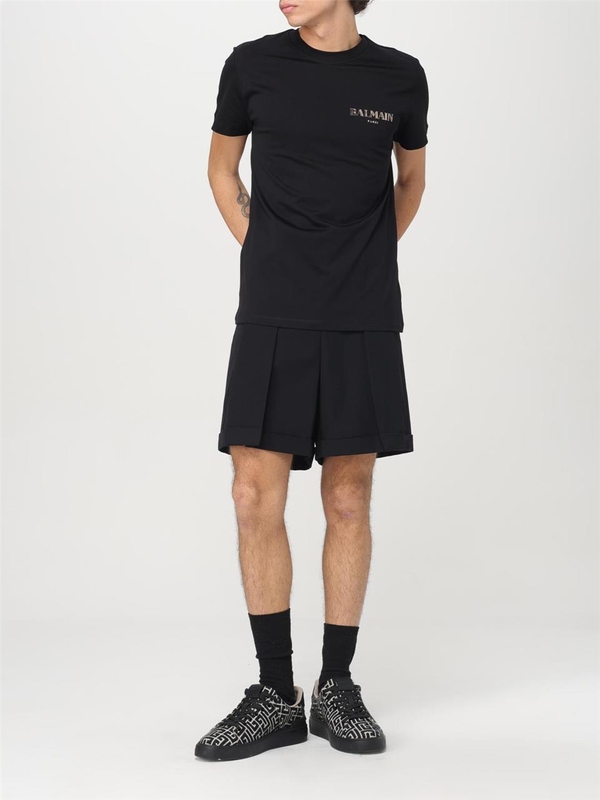 발망 SS25 Balmain Mens Shorts EH1PA125WC09 0PA Black