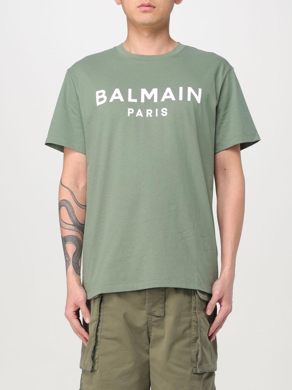 발망 SS25 T-shirt uomo Balmain EH1EG010BB73 UMA Green