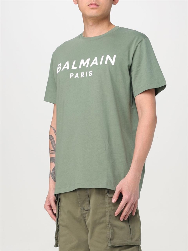 발망 SS25 T-shirt uomo Balmain EH1EG010BB73 UMA Green