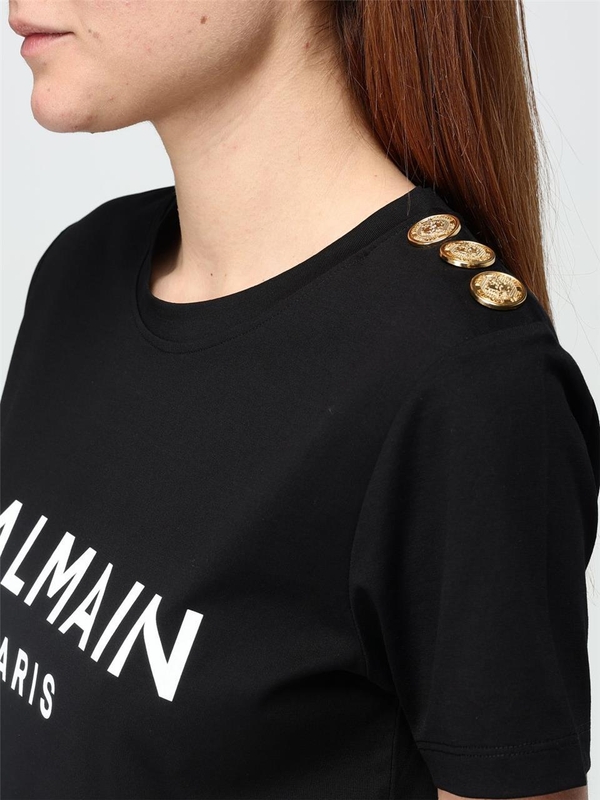 발망 SS25 T-shirt donna Balmain BF1EF005BB02 EAB Black