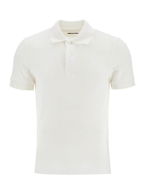 톰 포드 SS25 white cotton polo with classic collar JPS003 JMC010S23 WHITE