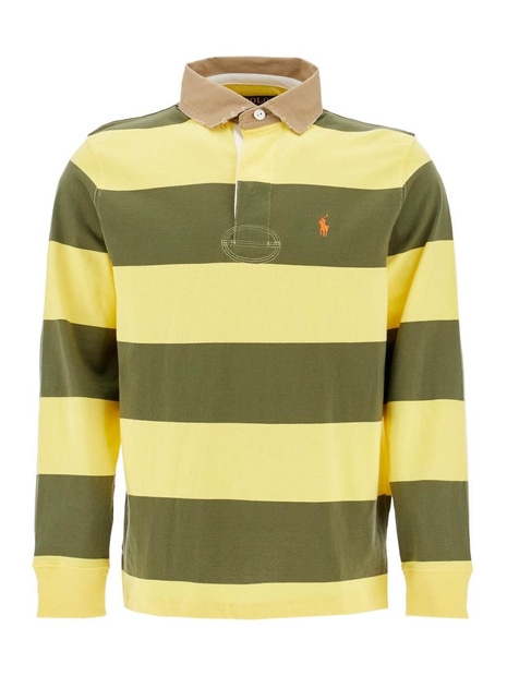 폴로 랄프로렌 SS25 olive green and yellow striped cotton polo 710967648001 NEW OLIVE/SUNFISH YELLOW