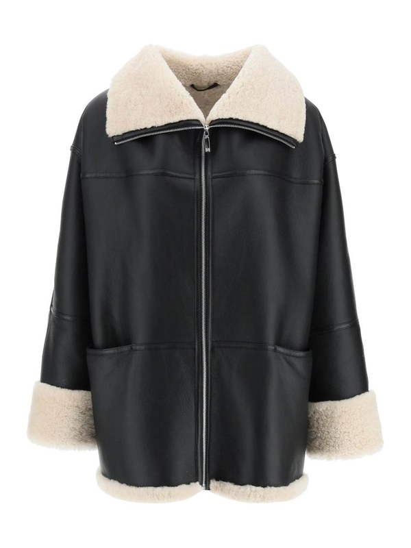 토템 SS25 oversized shearling jacket 214 122 606 BLACK OFF-WHITE