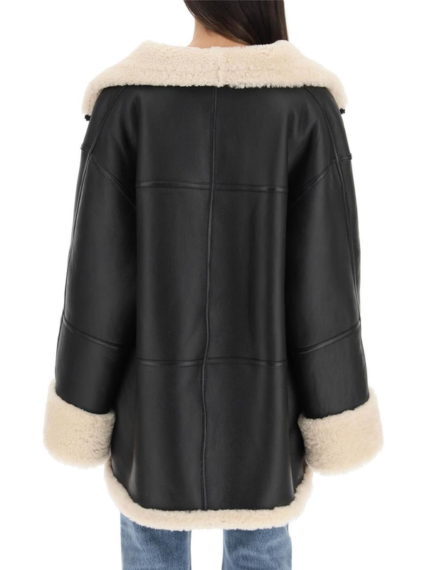 토템 SS25 oversized shearling jacket 214 122 606 BLACK OFF-WHITE