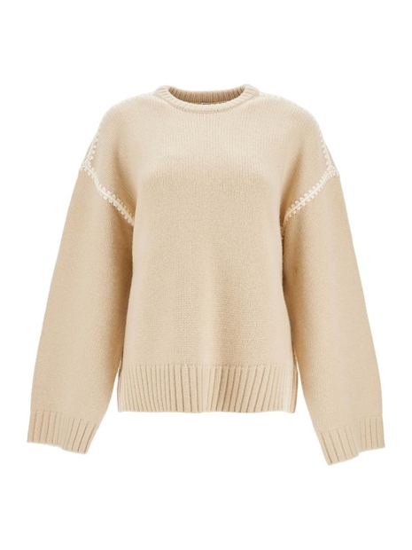 토템 SS25 light beige wool and cashmere sweater with embroidery 241 WRT1025 YA0004 HARVEST