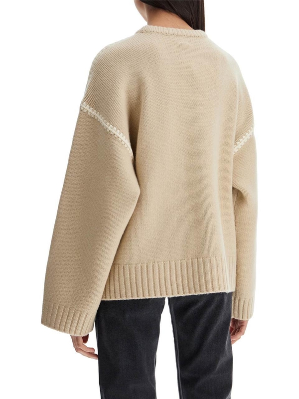 토템 SS25 light beige wool and cashmere sweater with embroidery 241 WRT1025 YA0004 HARVEST