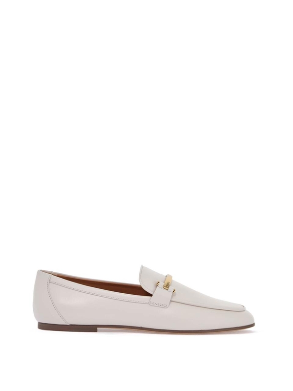 토즈 SS25 white calfskin moccasin with gold bar and velcro closure XXW79A0JE50SMX BIANCO CALCE