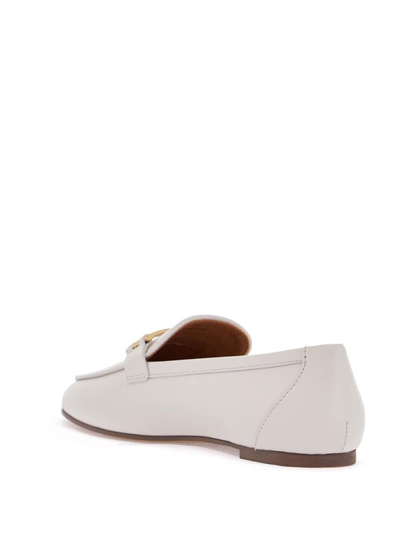 토즈 SS25 white calfskin moccasin with gold bar and velcro closure XXW79A0JE50SMX BIANCO CALCE