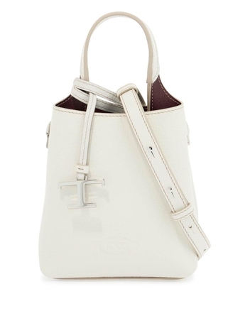 토즈 SS25 white calf leather crossbody bag with burgundy details XBWAPAT9000QRI B015(BIANCO CALCE)+R802(BORDEAUX SC)