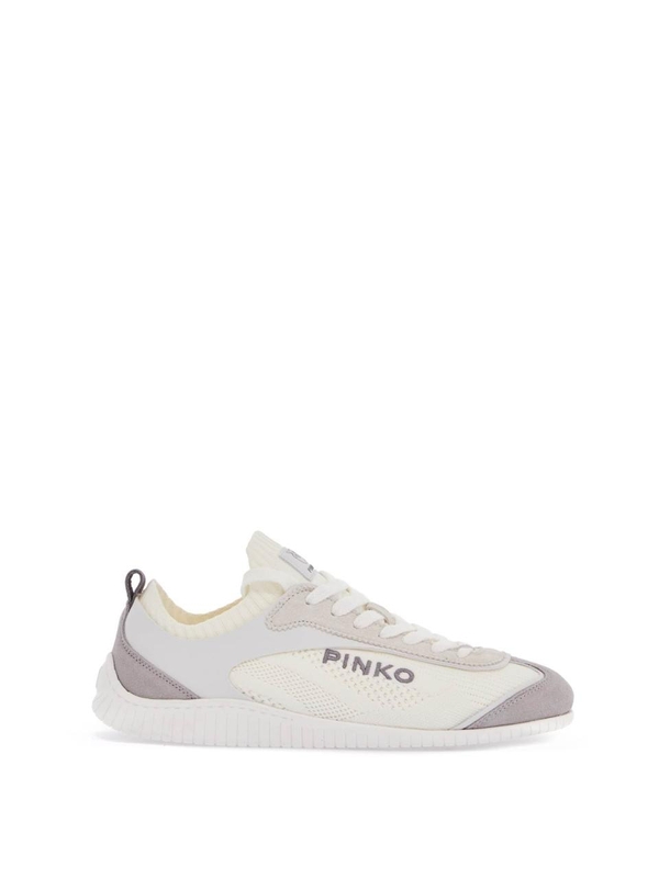 핀코 SS25 white latte knit fabric sneakers with light gray details SS0061 T025 MILK