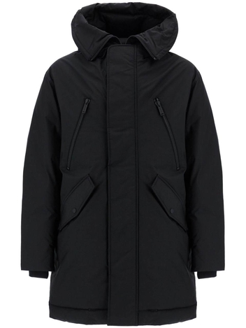 디스퀘어드2 FW24 black techno down polyester parka with hood S74AA0296 D35081 BLACK