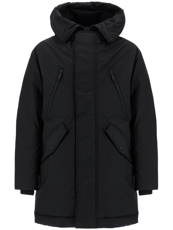 디스퀘어드2 FW24 black techno down polyester parka with hood S74AA0296 D35081 BLACK