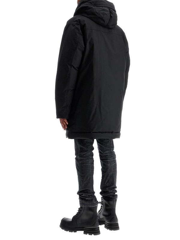 디스퀘어드2 FW24 black techno down polyester parka with hood S74AA0296 D35081 BLACK