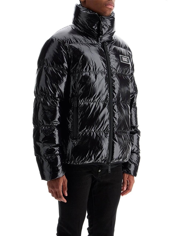 디스퀘어드2 FW24 lightweight black padded nylon jacket with high collar S74AM1533 S54056 BLACK