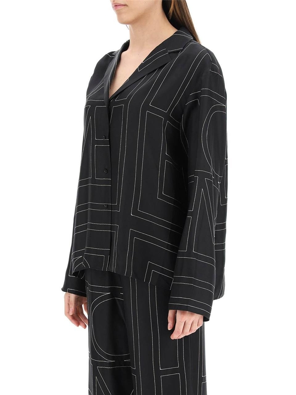 토템 SS25 monogram silk pajama top 213 755 707 BLACK MONOGRAM