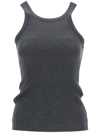 토템 SS25 organic cotton ribbed tank top charcoal melange with wide straps 243 WRT1129 FB0246 CHARCOAL MELANGE