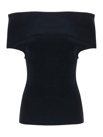 토템 SS25 off-shoulder double-knit top in black viscose 251 WRT4650 YA0137 BLACK