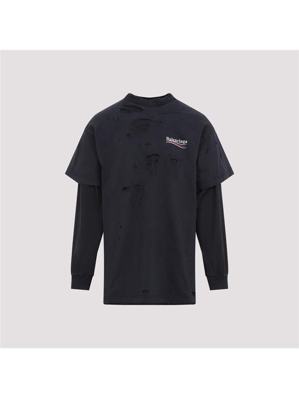 발렌시아가 SS25 Balenciaga L/S Layered T-shirt 818555.TRVK8 Black