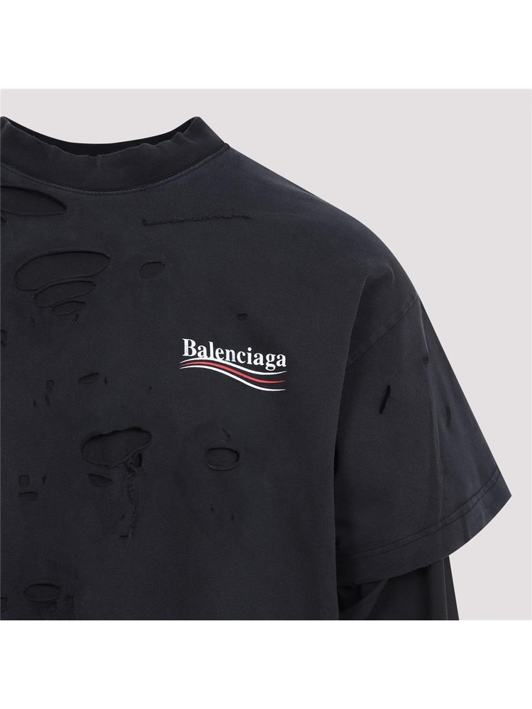 발렌시아가 SS25 Balenciaga L/S Layered T-shirt 818555.TRVK8 Black