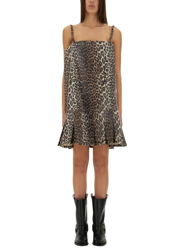 가니 SS25 DRESS WITH ANIMAL PATTERN J1661_943 ANIMALIER