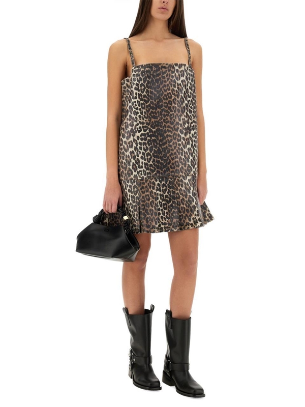 가니 SS25 DRESS WITH ANIMAL PATTERN J1661_943 ANIMALIER