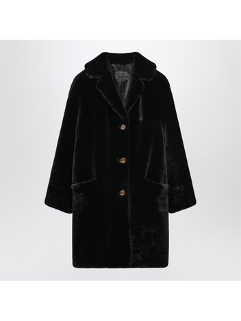 프라다 SS25 Prada Black single-breasted coat in sheepskin 56A158OOO132Y Black