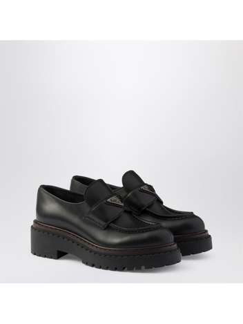 프라다 SS25 Prada Chocolate black brushed leather moccasin 1D246MG055ZO3 Black