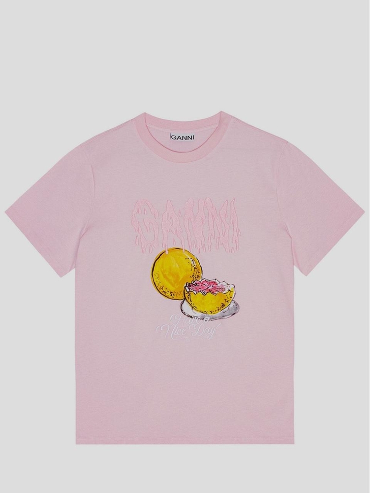 가니 FW24 Ganni T-Shirt T4006868 Chalkpink